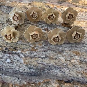 8 Anthropologie Rose Flower Drawer Pulls / Knobs